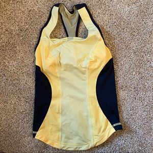 Navy + Yellow lulu tank! Built in bra!